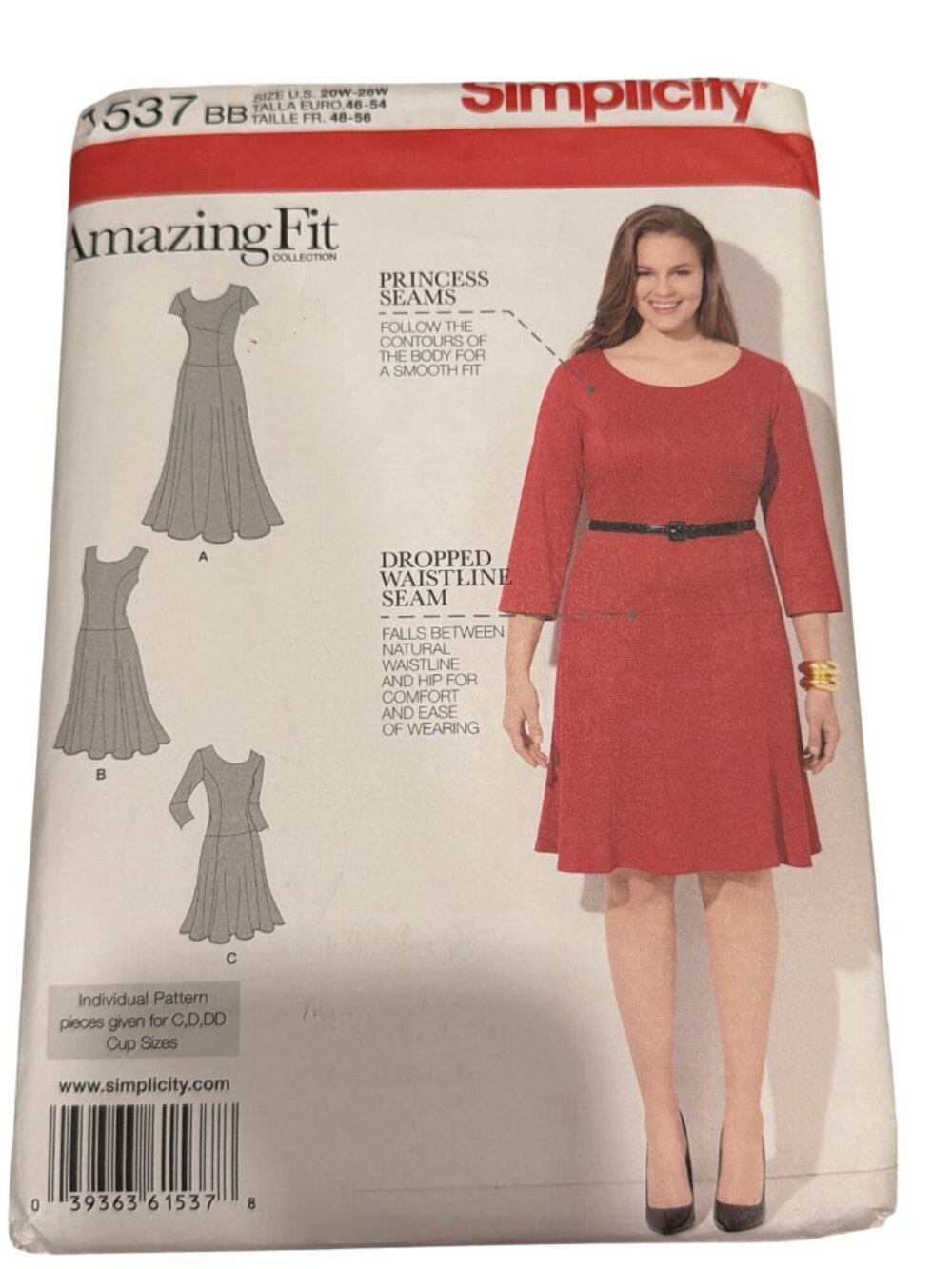 Simplicity 1537 Amazing Fit Womens Plus Size Dress Sewing Pattern Sizes 20W-28W